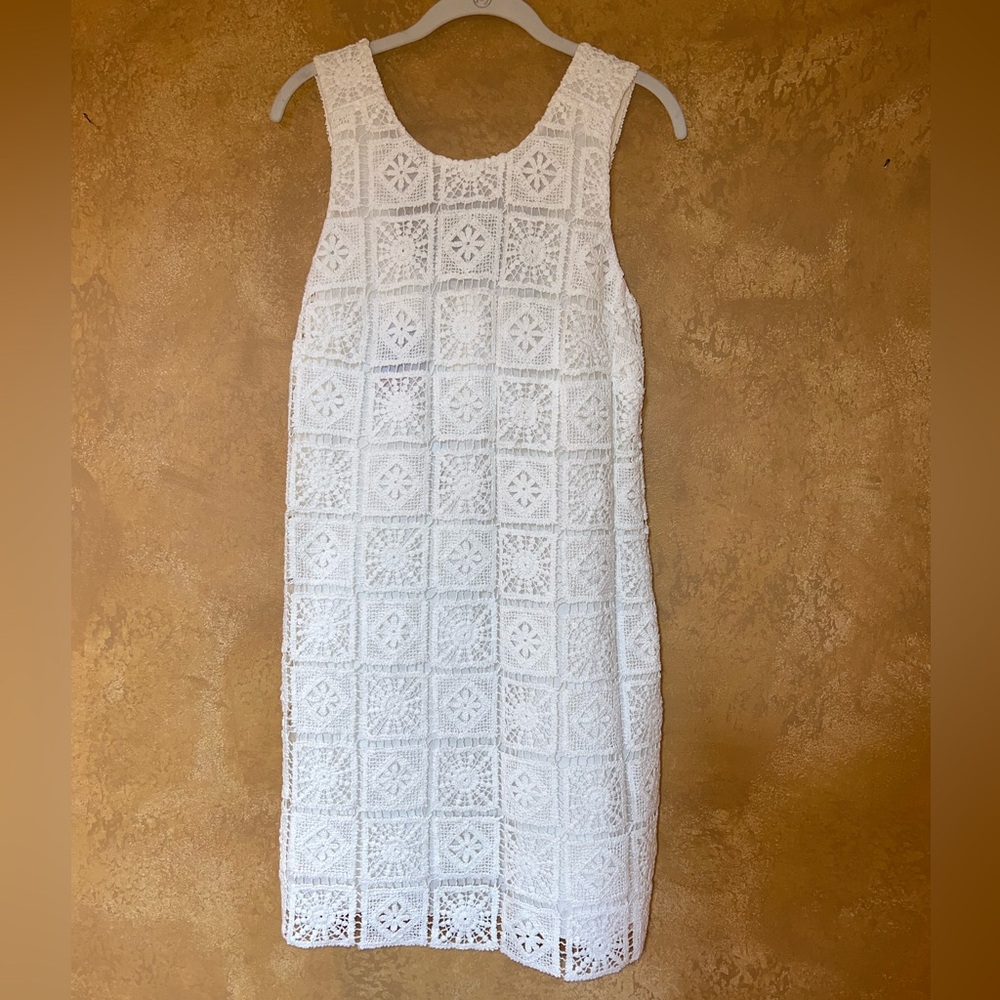 White crocheted patterned dress